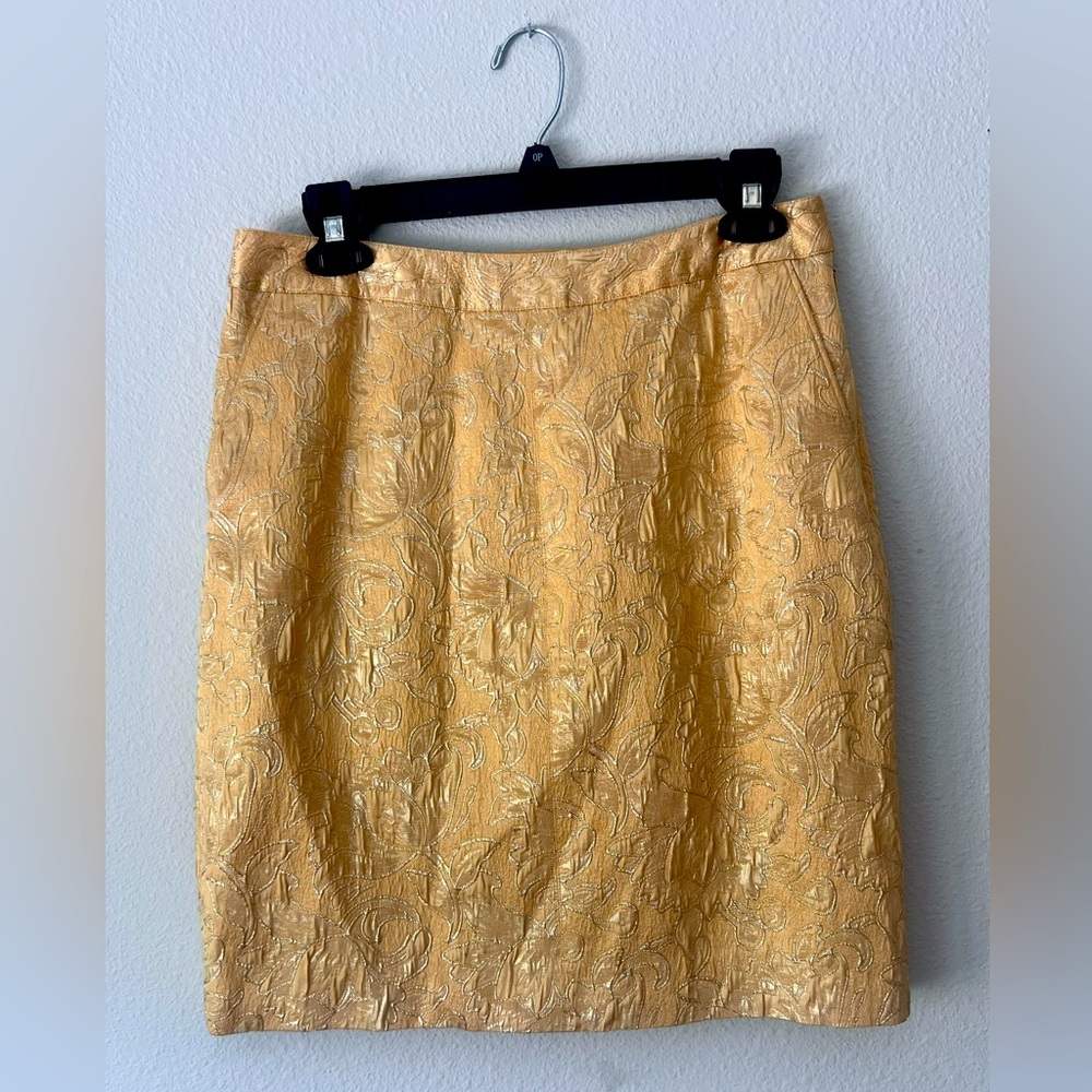 || PERRY ELLIS || VINTAGE || GOLD PENCIL SKIRT ||